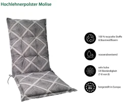Dehner Sitzauflagen - Hochlehnerauflage Molise, ca. B50/H6/T121 cm Taupe