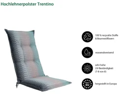 Dehner Sitzauflagen - Hochlehnerauflage Trentino, ca. B50/H6/T123 cm