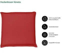 Dehner Hockerkissen Veneto, ca. B50/H6/T50 cm Rot Best