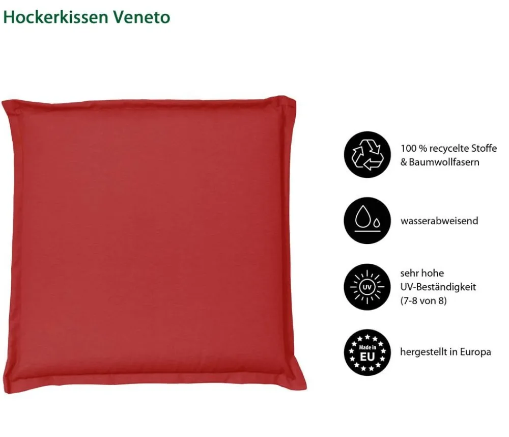 Dehner Hockerkissen Veneto, ca. B50/H6/T50 cm Rot Best