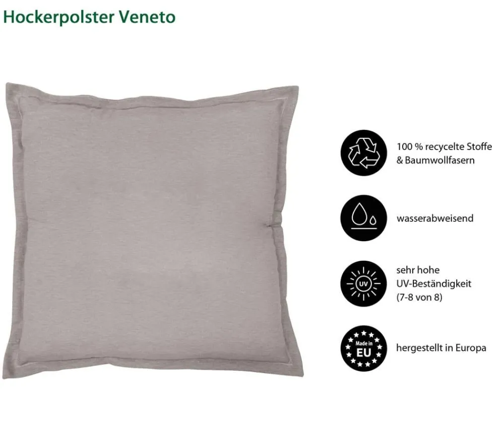Dehner Sitzauflagen - Hockerkissen Veneto, ca. B50/H6/T50 cm Taupe