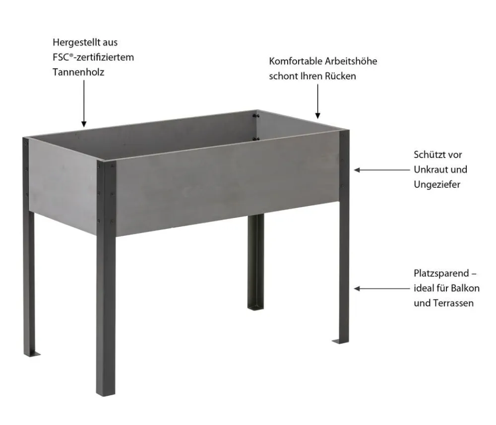 Dehner Hochbeete & Frühbeete - Holz-Hochbeet Ottawa, , ca. B110/H85/T60 cm Grau