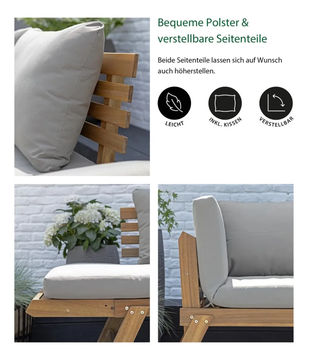 Dehner Gartenliegen Holz|Loungebänke - Holz-Sofa Macao