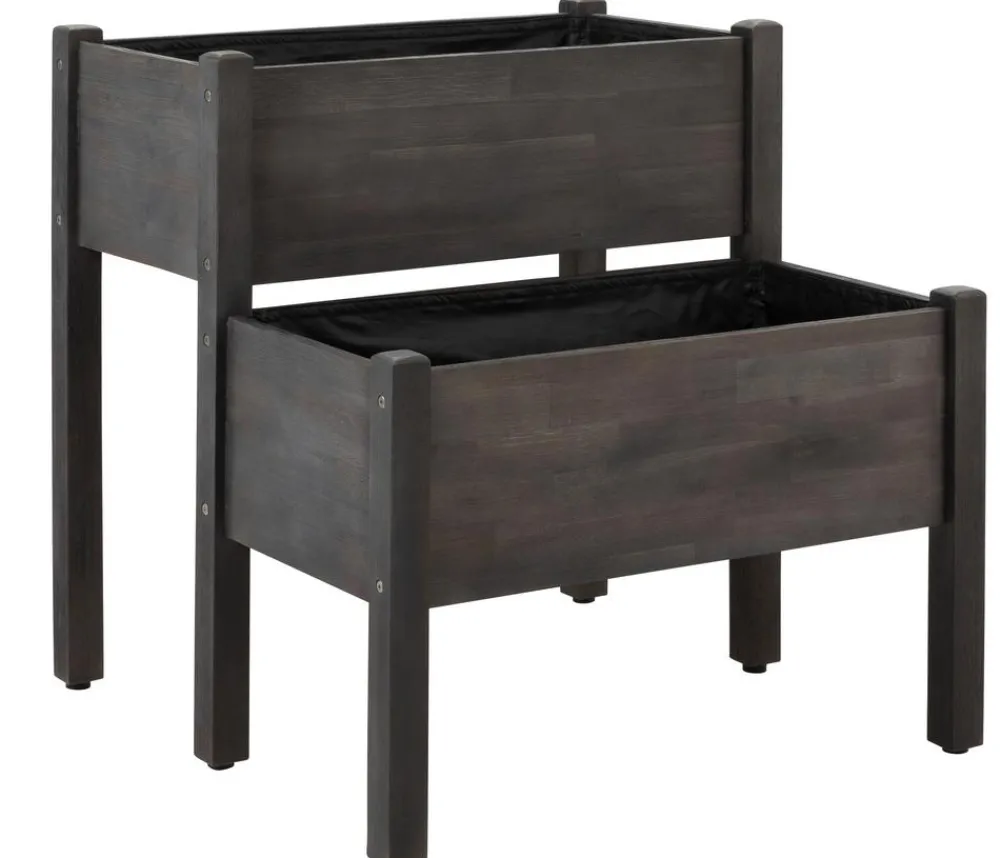 Dehner Hochbeete & Frühbeete - Holz-Stufenhochbeet Step, , ca. B85/H85/T85 cm Dunkelgrau