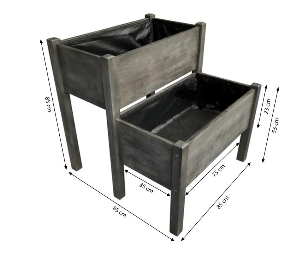 Dehner Hochbeete & Frühbeete - Holz-Stufenhochbeet Step, , ca. B85/H85/T85 cm Dunkelgrau
