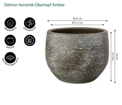 Dehner Blumentöpfe & Übertöpfe - Keramik-Übertopf Amber, bauchig, Braun