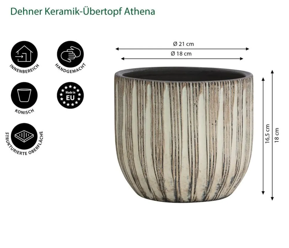 Dehner Blumentöpfe & Übertöpfe > Keramik-Übertopf Athena, konisch, creme