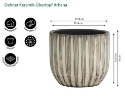 Dehner Blumentöpfe & Übertöpfe - Keramik-Übertopf Athena, konisch, creme Hellbraun