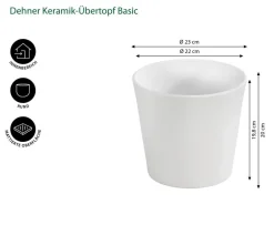 Dehner Keramik-Übertopf Basic, rund Weiß