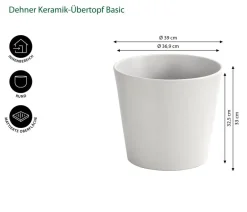 Dehner Keramik-Übertopf Basic, rund Hellgrau Online