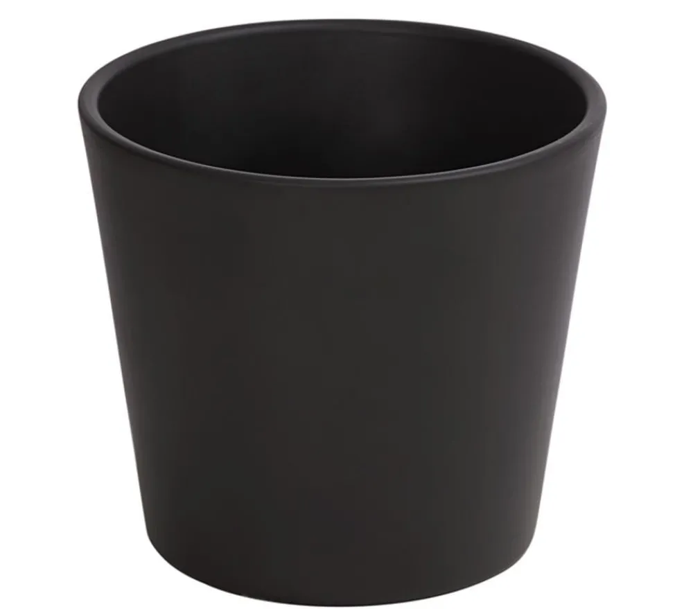 Dehner Blumentöpfe & Übertöpfe - Keramik-Übertopf Basic, rund Dunkelgrau