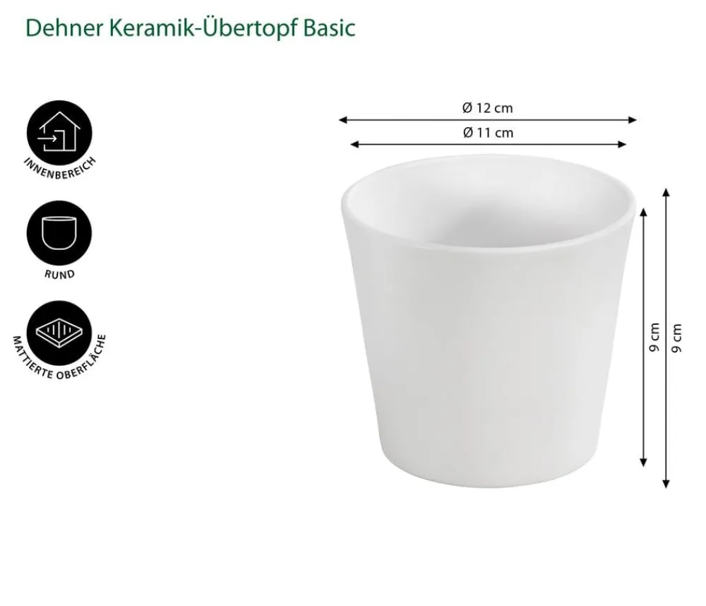 Dehner Blumentöpfe & Übertöpfe - Keramik-Übertopf Basic, rund Weiß