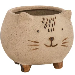 Dehner Keramik-Übertopf Cat, bauchig, creme, ca. Ø9 cm Hellbraun Outlet