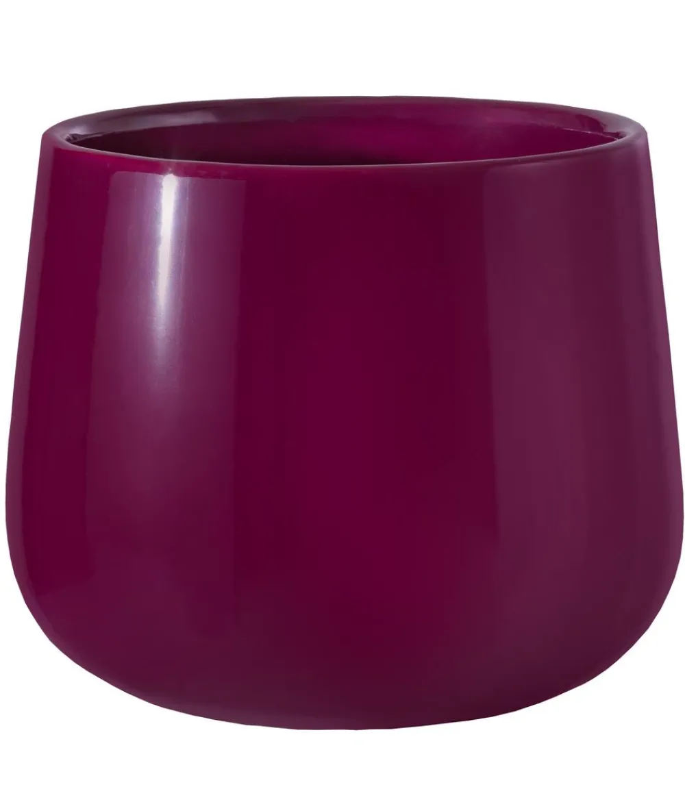 Dehner Blumentöpfe & Übertöpfe > Keramik-Übertopf Cindy, rund, brombeer, ca. Ø15 cm