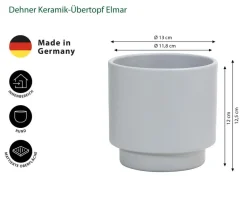 Dehner Blumentöpfe & Übertöpfe - Keramik-Übertopf Elmar, , ca. Ø13 cm Grau