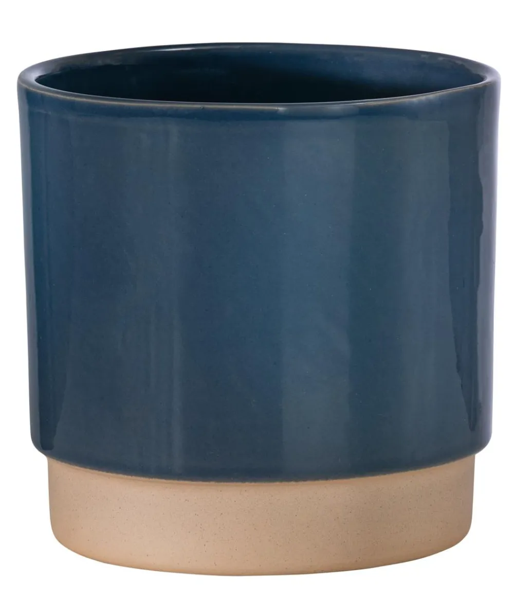 Dehner Orchideentöpfe|Blumentöpfe & Übertöpfe - Keramik-Übertopf Eno, rund, glänzend Blau