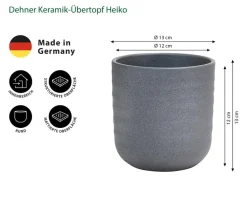 Dehner Keramik-Übertopf Heiko, , ca. Ø13 cm Dunkelgrau Hot