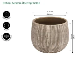 Dehner Keramik-Übertopf Isolde, bauchig, Braun Outlet