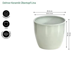 Dehner Blumentöpfe & Übertöpfe - Keramik-Übertopf Lina, rund Hellgrün