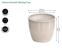 Dehner Blumentöpfe & Übertöpfe - Keramik-Übertopf Lina, rund Creme