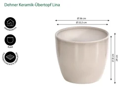 Dehner Keramik-Übertopf Lina, rund Hellgrau Online