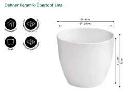 Dehner Blumentöpfe & Übertöpfe - Keramik-Übertopf Lina, rund Hellgrau