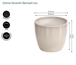 Dehner Blumentöpfe & Übertöpfe - Keramik-Übertopf Lina, rund Hellgrau