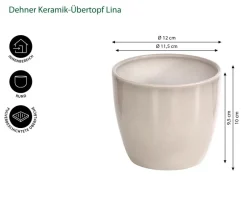 Dehner Blumentöpfe & Übertöpfe - Keramik-Übertopf Lina, rund Hellgrau