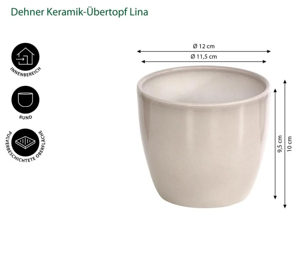 Dehner Blumentöpfe & Übertöpfe - Keramik-Übertopf Lina, rund Hellgrau