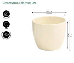 Dehner Blumentöpfe & Übertöpfe - Keramik-Übertopf Lina, rund Creme