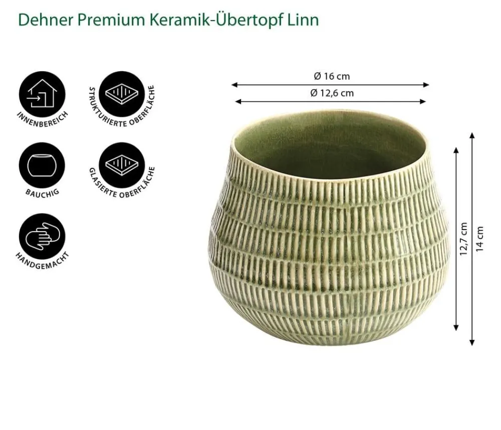 Dehner Blumentöpfe & Übertöpfe > Keramik-Übertopf Linn, bauchig,