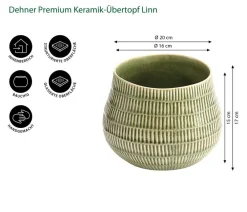Dehner Keramik-Übertopf Linn, bauchig, Hellgrün Best