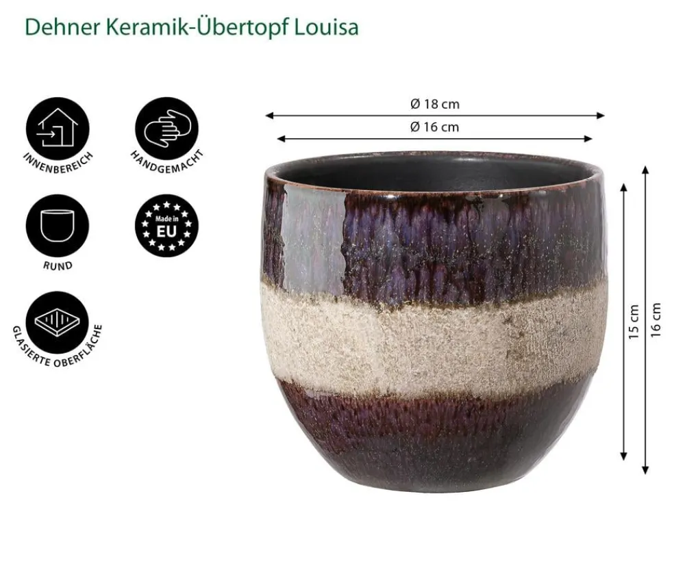 Dehner Keramik-Übertopf Louisa, rund, / Sale