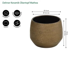 Dehner Keramik-Übertopf Mathea, bauchig, /braun Gold Online