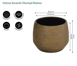 Dehner Blumentöpfe & Übertöpfe - Keramik-Übertopf Mathea, bauchig, /braun Gold
