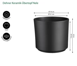 Dehner Blumentöpfe & Übertöpfe - Keramik-Übertopf Nele, rund Anthrazit