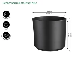 Dehner Blumentöpfe & Übertöpfe - Keramik-Übertopf Nele, rund Anthrazit