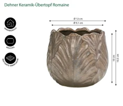Dehner Keramik-Übertopf Romaine, bauchig, Bronze Discount