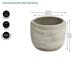 Dehner Blumentöpfe & Übertöpfe - Keramik-Übertopf Romy, bauchig Hellgrau