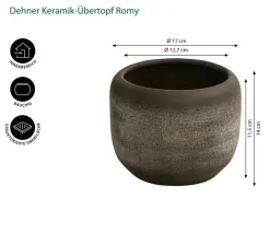 Dehner Blumentöpfe & Übertöpfe - Keramik-Übertopf Romy, bauchig Dunkelbraun