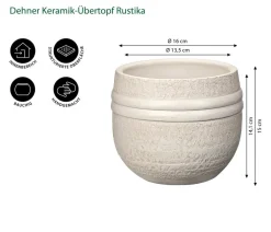 Dehner Keramik-Übertopf Rustika, bauchig, Creme Outlet