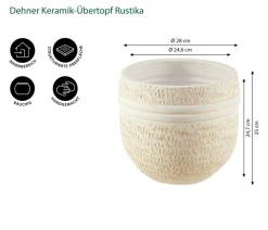 Dehner Blumentöpfe & Übertöpfe - Keramik-Übertopf Rustika, bauchig, Creme