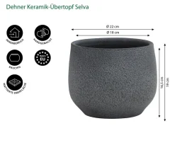 Dehner Blumentöpfe & Übertöpfe - Keramik-Übertopf Selva, bauchig Anthrazit