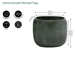 Dehner Blumentöpfe & Übertöpfe - Keramik-Übertopf Taiga, quadratisch Grün