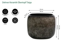 Dehner Blumentöpfe & Übertöpfe - Keramik-Übertopf Taiga, quadratisch Braun