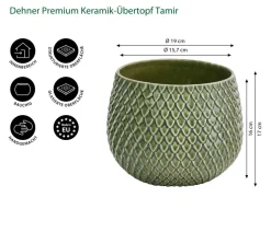 Dehner Blumentöpfe & Übertöpfe - Keramik-Übertopf Tamir, bauchig Grün