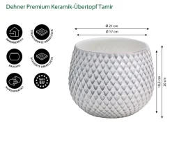 Dehner Blumentöpfe & Übertöpfe - Keramik-Übertopf Tamir, bauchig Weiß