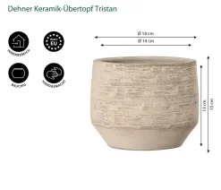 Dehner Keramik-Übertopf Tristan, bauchig, creme/ Braun Clearance