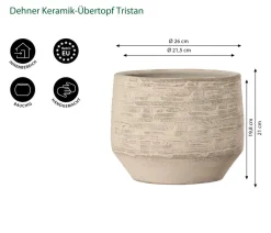 Dehner Blumentöpfe & Übertöpfe - Keramik-Übertopf Tristan, bauchig, creme/ Braun