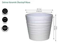 Dehner Keramik-Übertopf Wave, konisch Weiß Online
